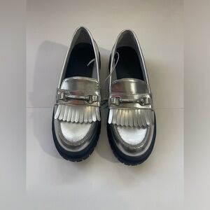 Old Navy Metallic Silver Fringe Loafers